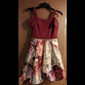 Speechless Kids Aqua/Rose Cold Shoulder Bubble Dress Girls 16
